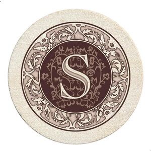 Thirstystone Brown and Cream Monogram 'S' Decorative Stone Coaster -SET OF 4